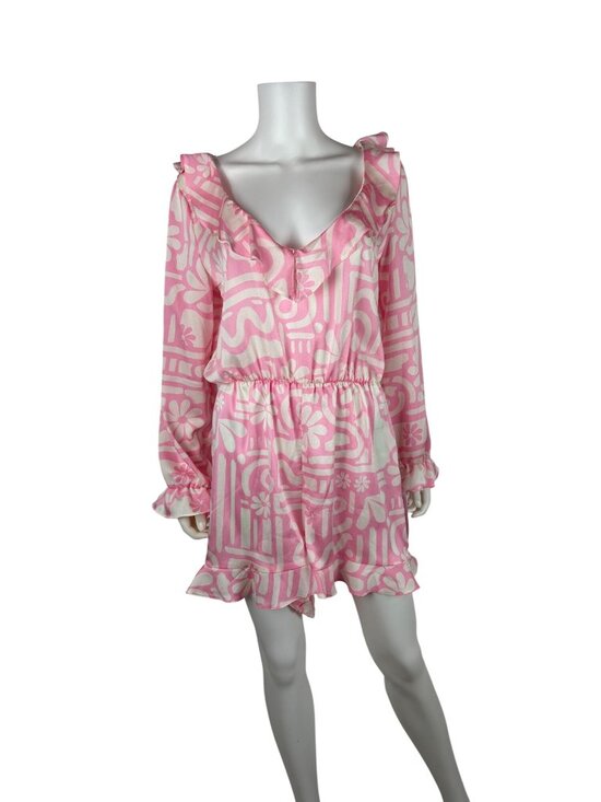Never Fully Dressed Pants - Never Fully Dressed Pink Dallas Playsuit Womens US 8 Retro Floral Print Ruffle